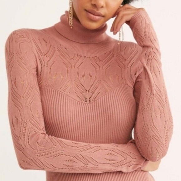 Free People Pretty Pointelle Turtleneck Bodysuit - Picture 6 of 6